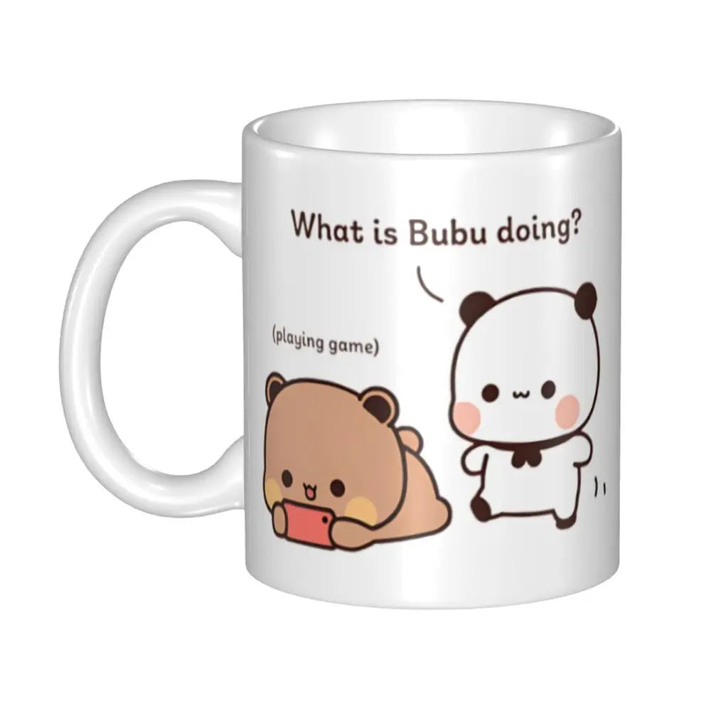 Tazze personalizzate per coppia Bubu Dudu Panda e Brownie Bear Tazza da caffè per tè al latte in ceramica fai-da-te