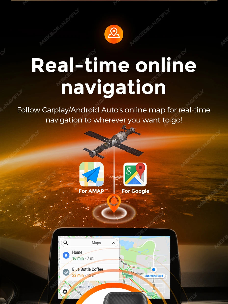 Mekede 2026 Android 2GB RAM CarPlay Wireless/Android Auto Wireless MINI BOX 3in1 CarPlay da Cablato a Wireless Portatile per YouTube Netflix Smart Box