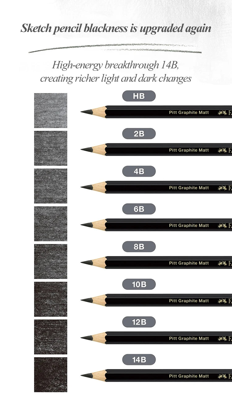 Faber-Castell 8/12pcs Set Matte Sketch Pencil Art Graphite per schizzo Black Lead Writing Drawing matite di grafite forniture