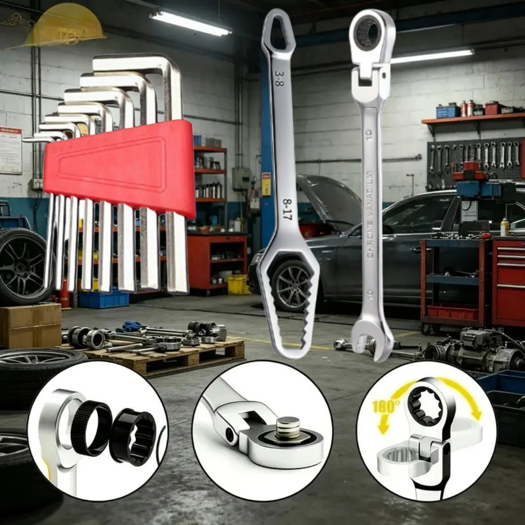Set di 10 Chiavi per Riparazione Auto, Utensili Manuali Adatti per Manutenzione Automobilistica, Officina, Fai-da-Te Domestico e Riparazioni Meccaniche