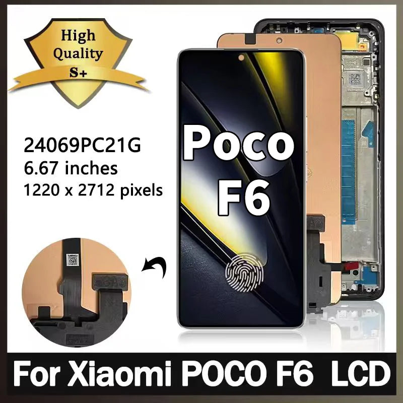 Nuovo Display AMOLED da 6.67" per Xiaomi Poco F6 LCD 24069PC21G, Schermo Touch con Digitalizzatore e Cornice per Xiaomi Poco F6