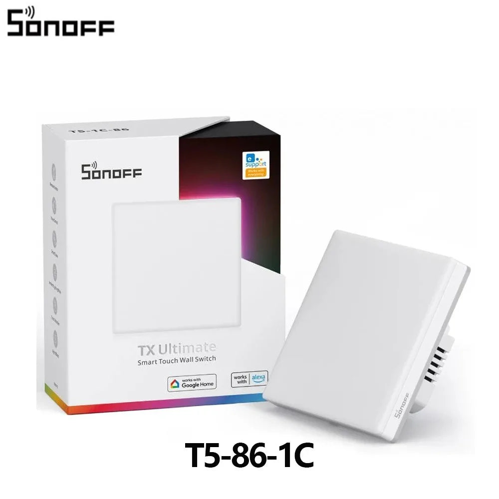 Sonoff TX Ultimate SONOFF T5 Sonoff Interruttore da parete 86/120 Accesso completamente touch Bordo luminoso a LED Multi-sensoriale tramite Alexa Home Smartthings