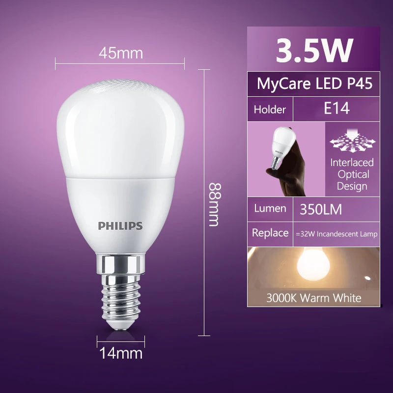 Philips LED E14 Edison Vite P45 Lampadina da golf 3,5W (= 32W incandescenza) MyCare 3000K 6500K Bianco 220V-240V Piccola lampada da interno a LED
