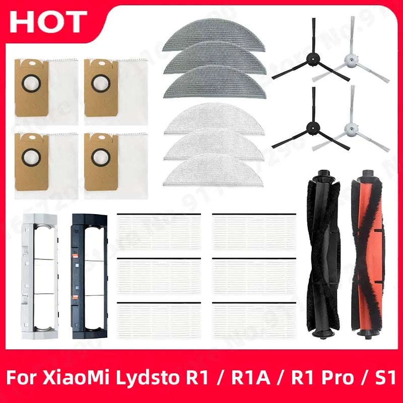 Spazzola principale/laterale Filtro HEPA Mop Panno Scatola per la polvere Sacchetto per la polvere per XiaoMi Lydsto R1 / R1A / R1 Pro / S1 Parti per aspirapolvere robot