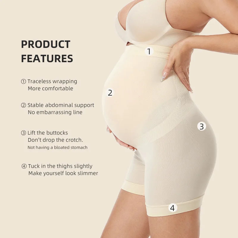 Pantaloni premaman senza cuciture a vita alta Donne incinte Comode mutandine di sicurezza Mutandine da donna Gravidanza Leggings corti Intimo