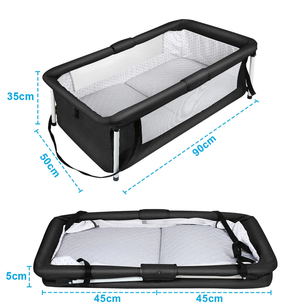 Culla da viaggio pieghevole, ideale per il sonno coniugale, per bambini, portatile, con recinto, adatta a neonati e bambini fino a 35 kg, con lati ventilati, rimovibile e lavabile, resistente all'usura, dimensioni 90*70*50 cm