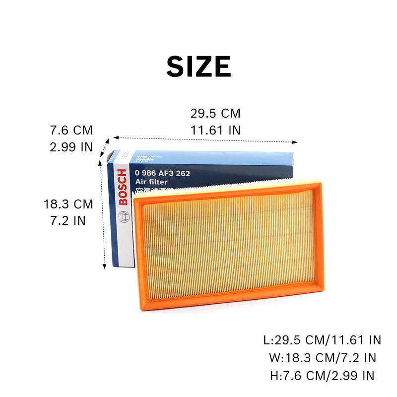 Filtro aria motore Bosch AF3262 adatto per Audi A3 Q2 Q3 S3 TT, per VW CC Passat Golf Tiguan Skoda Octavia Kodiaq Superb