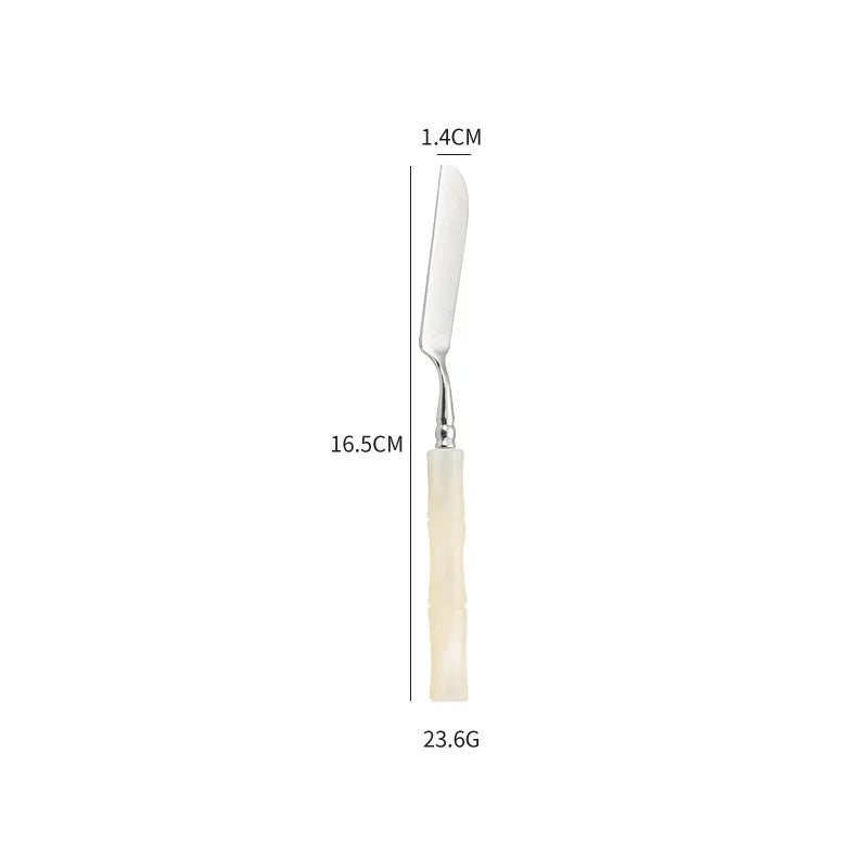 Nuovi posate in resina stile bambù 18/10 in acciaio inossidabile 304 posate classiche set di stoviglie argento blu verde crema trasporto di goccia