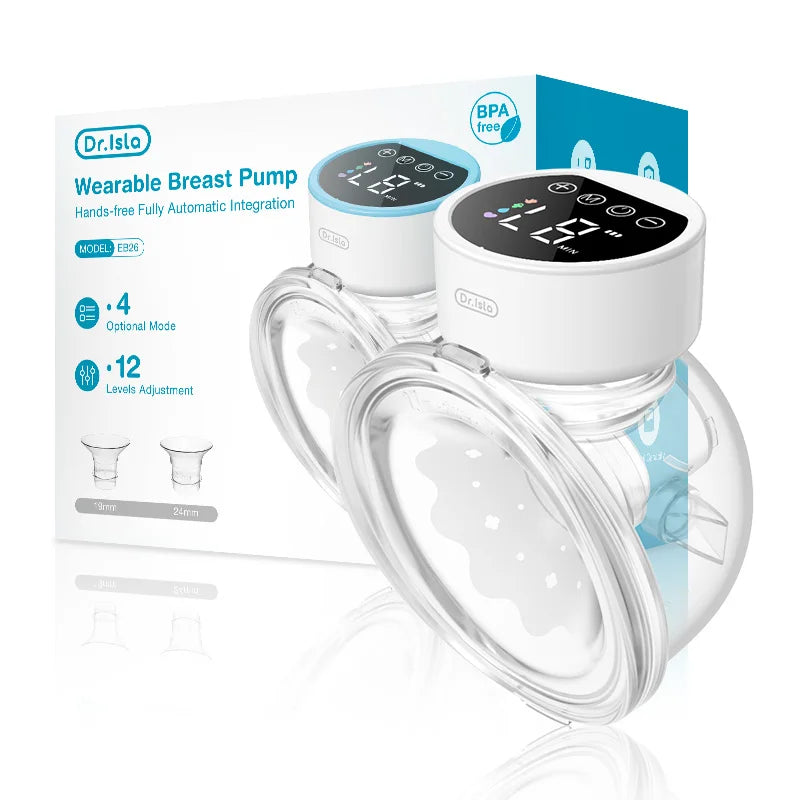 MAMIJOY Tiralatte elettrici indossabili 4 modalità 12 livelli Tiralatte portatile a mani libere Comfort silenzioso con flangia da 19/24 mm EB26