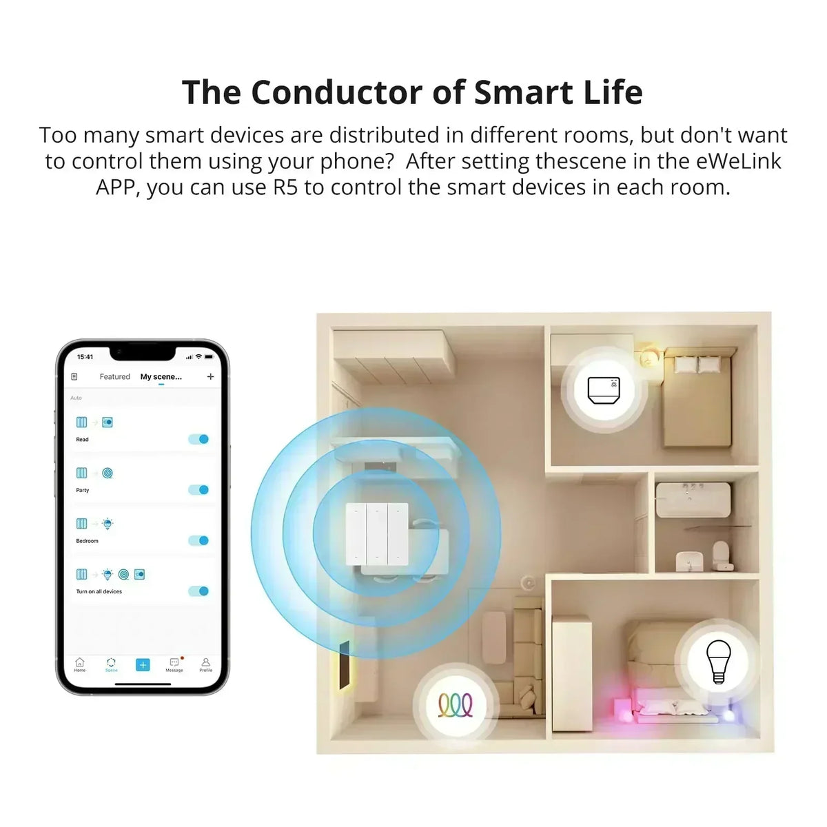 Sonoff R5 Sonoff Switchman R5 Controller di scena con batteria Cablaggio libero a 6 tasti EWeLink-Il telecomando funziona SONOFF M5/MINIR3