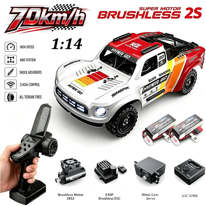 Auto RC MJX Hyper GO 14211, 75km/h, 1/14, 2.4G, Camion Telecomandato, 4WD, Fuoristrada, Veicolo da Corsa ad Alta Velocità, RTR Wltoys