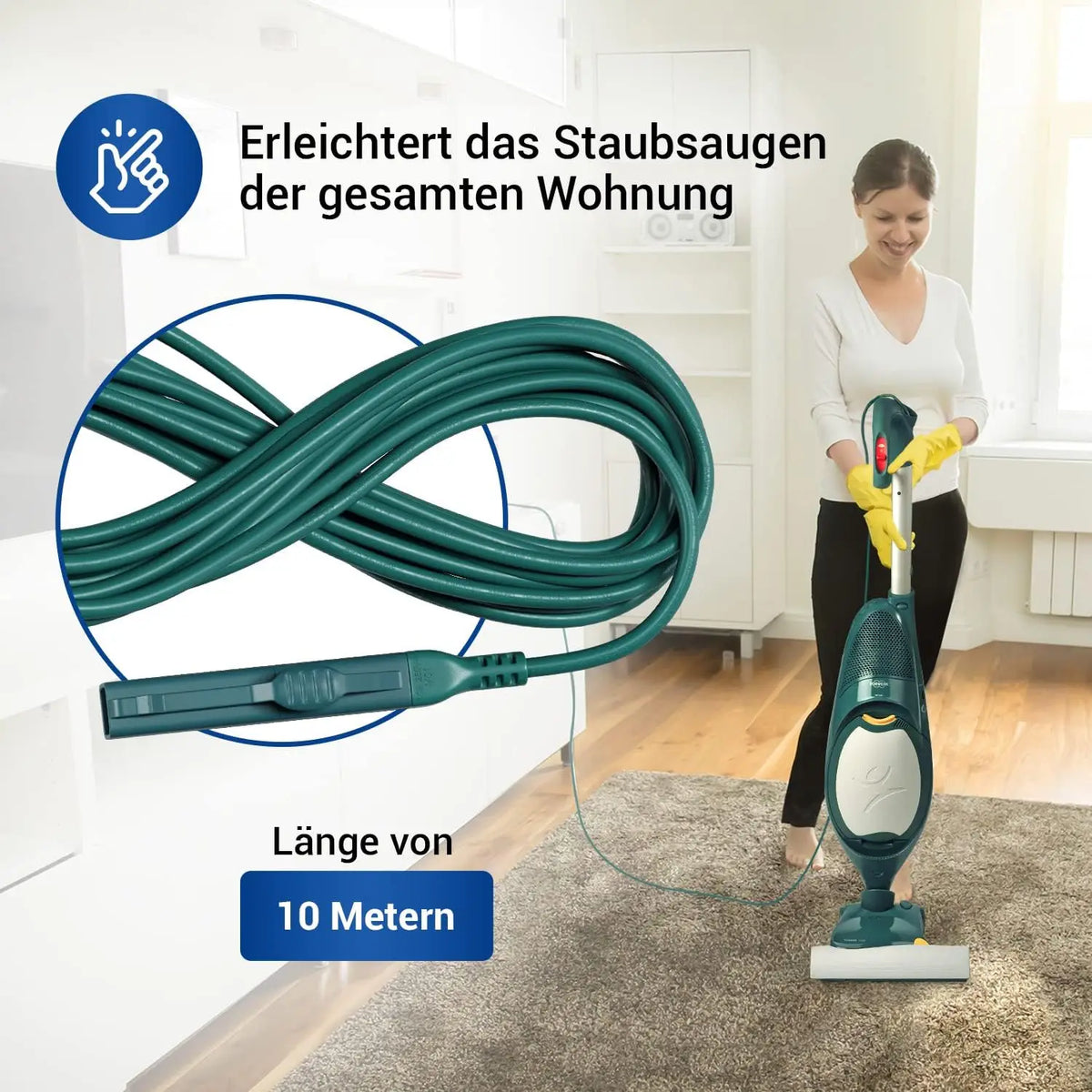 Cavo di Alimentazione e Cavo di Ricambio per Aspirapolvere Vorwerk, Compatibile con Kobold VK140 VK150