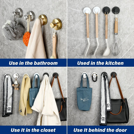 Ganci a ventosa sottovuoto Punch Free Bagno Ventosa Gancio Gancio a muro Gancio in vetro Cucina Bagno Ganci per asciugamano Borsa