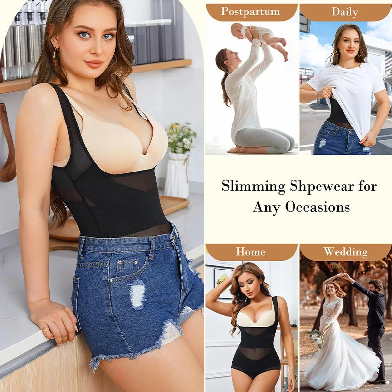 Mesh Shapewear Body per le donne Tummy Control vita Trainer Butt Lifter mutandine dimagrante Body Shaper Open Bust Underwear 2024