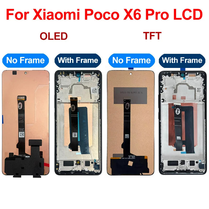Display OLED per Xiaomi Poco X6, schermo LCD con digitalizzatore touch per Redmi Note 13 Pro 5G, modello 23122PCD1G, assemblaggio per Poco X6 Pro, display LCD K70E.