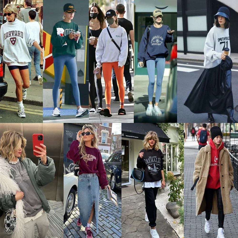 Anni '90 Vintage Athletic Club Stampa Felpe in pile spesso grigio Autunno Manica lunga Donna Girocollo Pullover Ins Maglioni di moda
