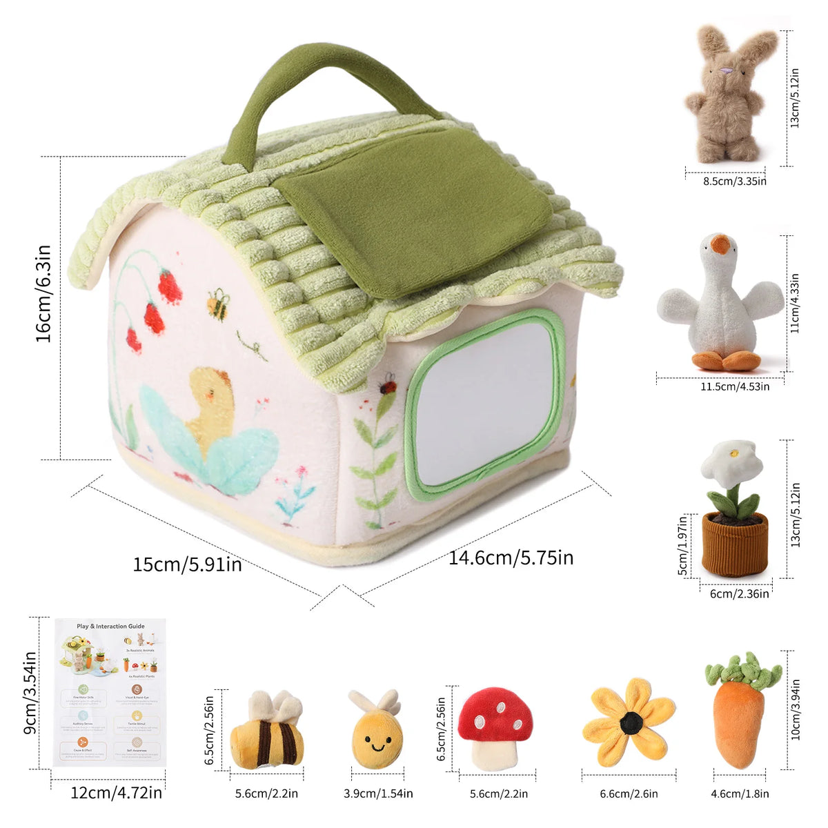 Giocattolo Sensoriale Montessori per Neonati, Casa di Peluche con Audio, Gioco di Nascondino, Giocattolo Educativo per Neonati 0‑36 Mesi