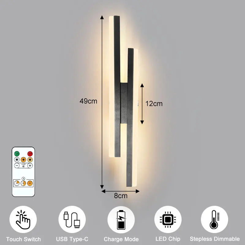 Lampade da Parete a Batteria da 5200mAh, Senza Fili, Ricaricabili, LED per Quadri, Interruttore Touch, Dimmerabili, 3CCT, USB, Telecomando
