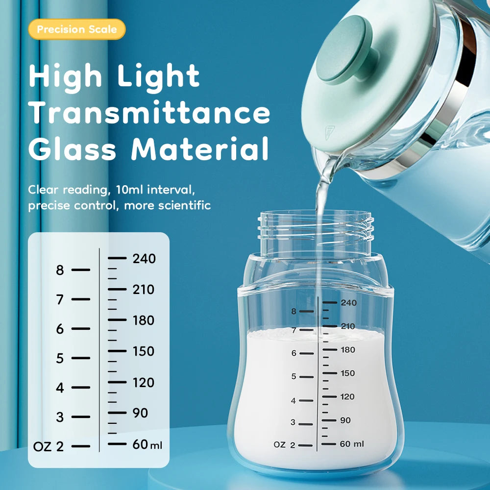 MAMIJOY Biberon in vetro per bambini alto 80/160/240 ml in borosilicato a bocca larga anti-gonfiore con scala graduata trasparente Biberon senza BPA e BPS GB61