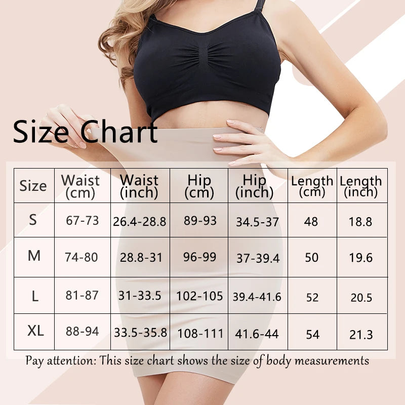 Sottogonna antiscivolo sopra il ginocchio Mezze sottoveste per abiti Shapewear Body Shaper Nuova gonna corta liscia per la biancheria intima con controllo della pancia