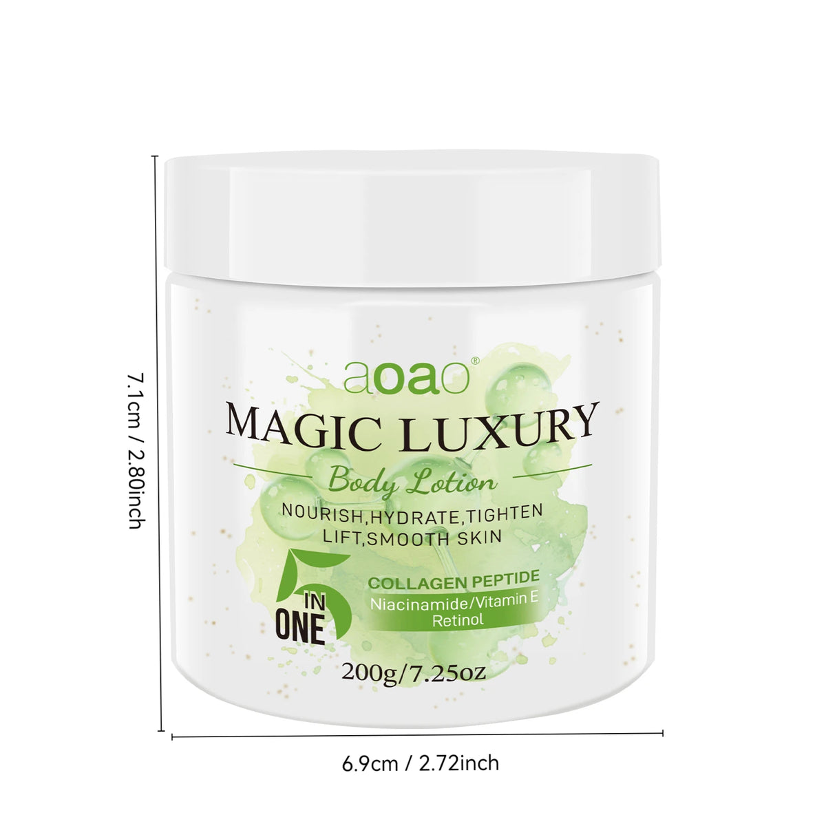 Lozione Corpo Idratante Profumata 5-in-1, Contiene Retinolo, Burro di Karité, Tè Verde, Collagene, Acido Ialuronico, Crema Corpo Nutriente Profonda per la Cura della Pelle 200g