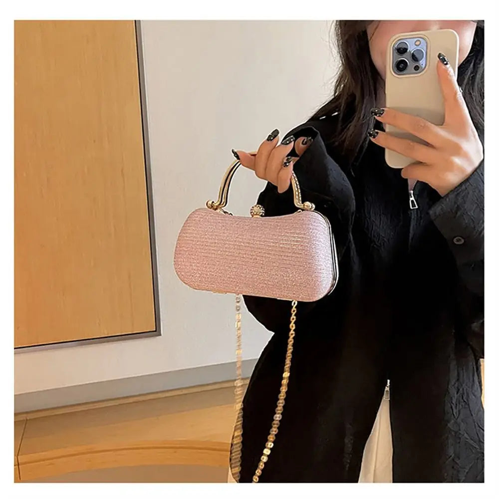 Borsa da sera da donna con perline da sposa Borsa da pranzo Borse a tracolla a catena Elegante pochette con strass Borsa da sera a forma di uovo