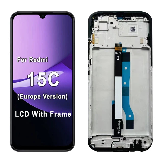 LCD nuovo al 100% testato per Xiaomi Redmi 15C versione europea, gruppo digitalizzatore touch screen LCD con telaio, parti di ricambio per riparazione.