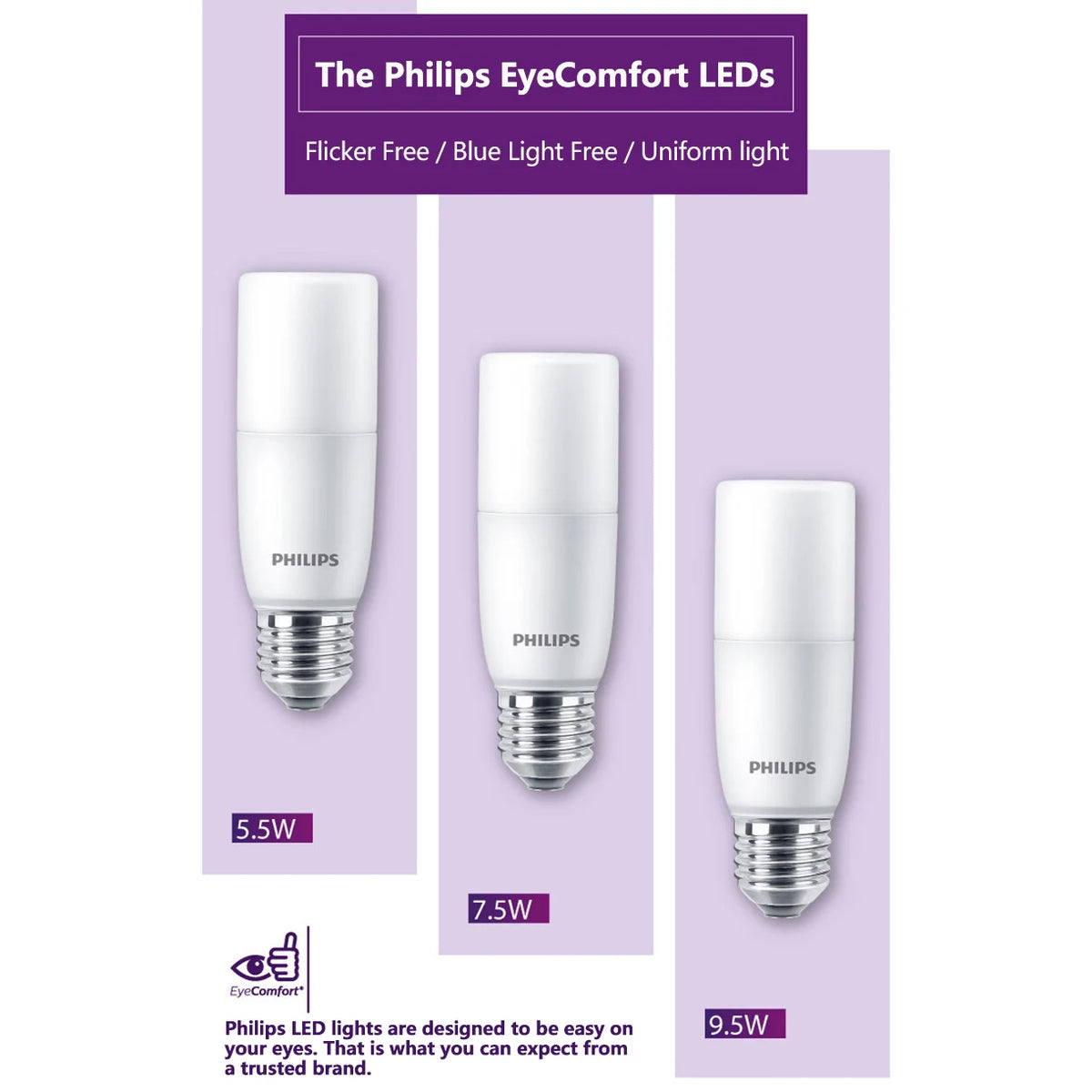 Philips MyCare LED Stick E27 Lampadine 5.5W 7.5W 9.5W Downlight 220V-240V 4000K 6500K Bianco Comfort Luce Senza sfarfallio Originale