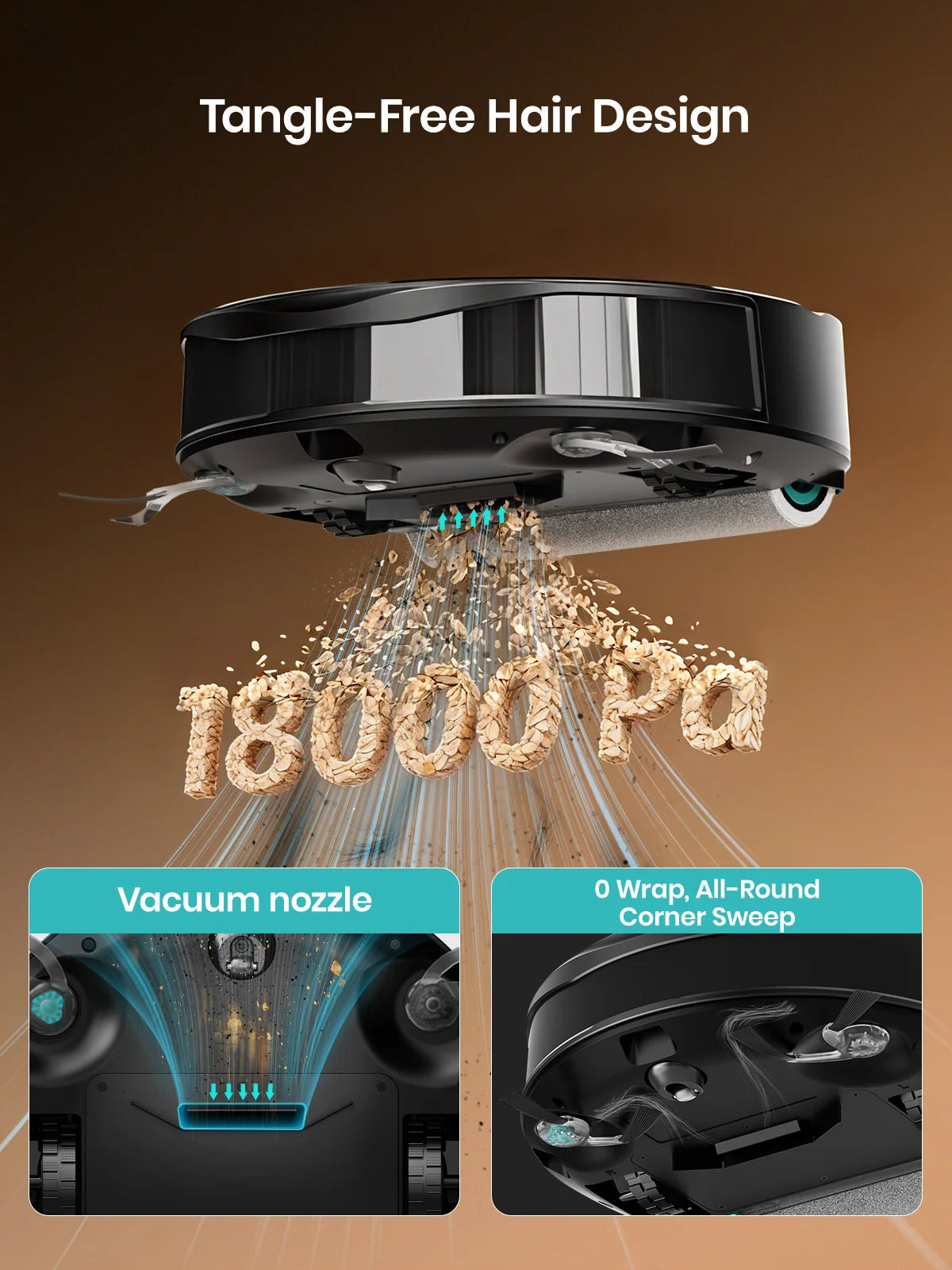 Robot aspirapolvere Lefant M265 con mappatura, 18000 Pa, rullo autopulente, lavaggio con acqua pulita, laser dToF, evita PSD, anti-groviglio, compatto, WiFi 2.4G/5G/Alexa/APP