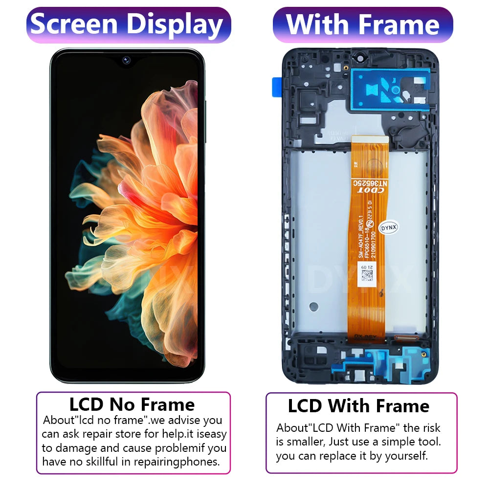 6.5 ''Per Samsung Galaxy A04S Display LCD Touch Screen Digitizer Per Samsung A047F, A047F/DS, display LCD Con Sostituzione del Telaio