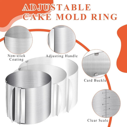 Stampo circolare per anello per mousse telescopico regolabile in acciaio inossidabile da 6-20 cm antiruggine con anelli per torta rotondi in scala Strumento di cottura riutilizzabile