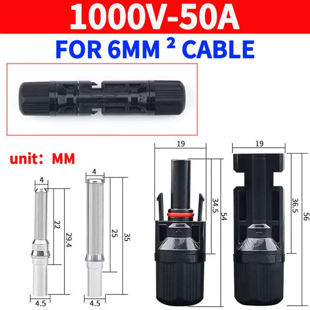 10/50/100 set connettore solare spina 30A 50A 1500V per connettore pannello solare resistente ai raggi UV Cina continentale cavo MC 2.5/4/6mm2