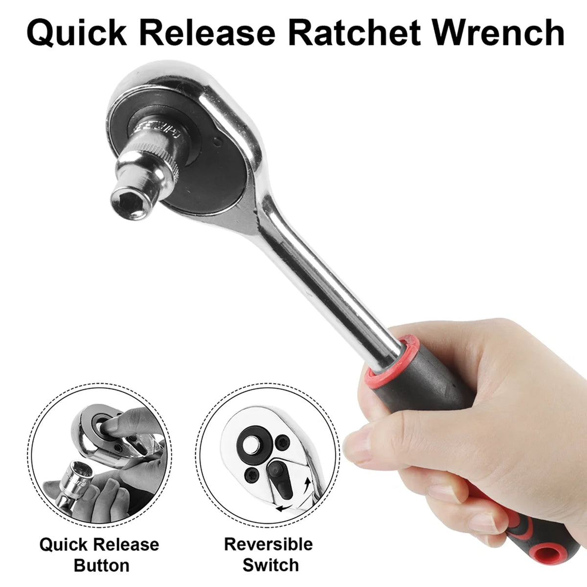 Set di chiavi a cricchetto e bussole da 114 pezzi/100 pezzi, kit di attrezzi per la riparazione di auto, set di chiavi a cricchetto da 1/4" e 1/2", combinazione di chiavi a cricchetto e chiavi dinamometriche, con maschi (M3,