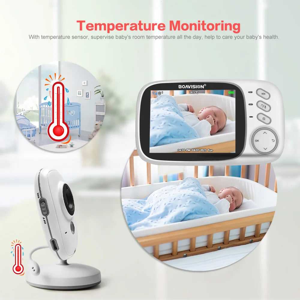 VB603 Video Baby Monitor 2.4G Wireless con LCD da 3.2 pollici Audio bidirezionale Conversazione Visione notturna Telecamera di sicurezza di sorveglianza Babysitter