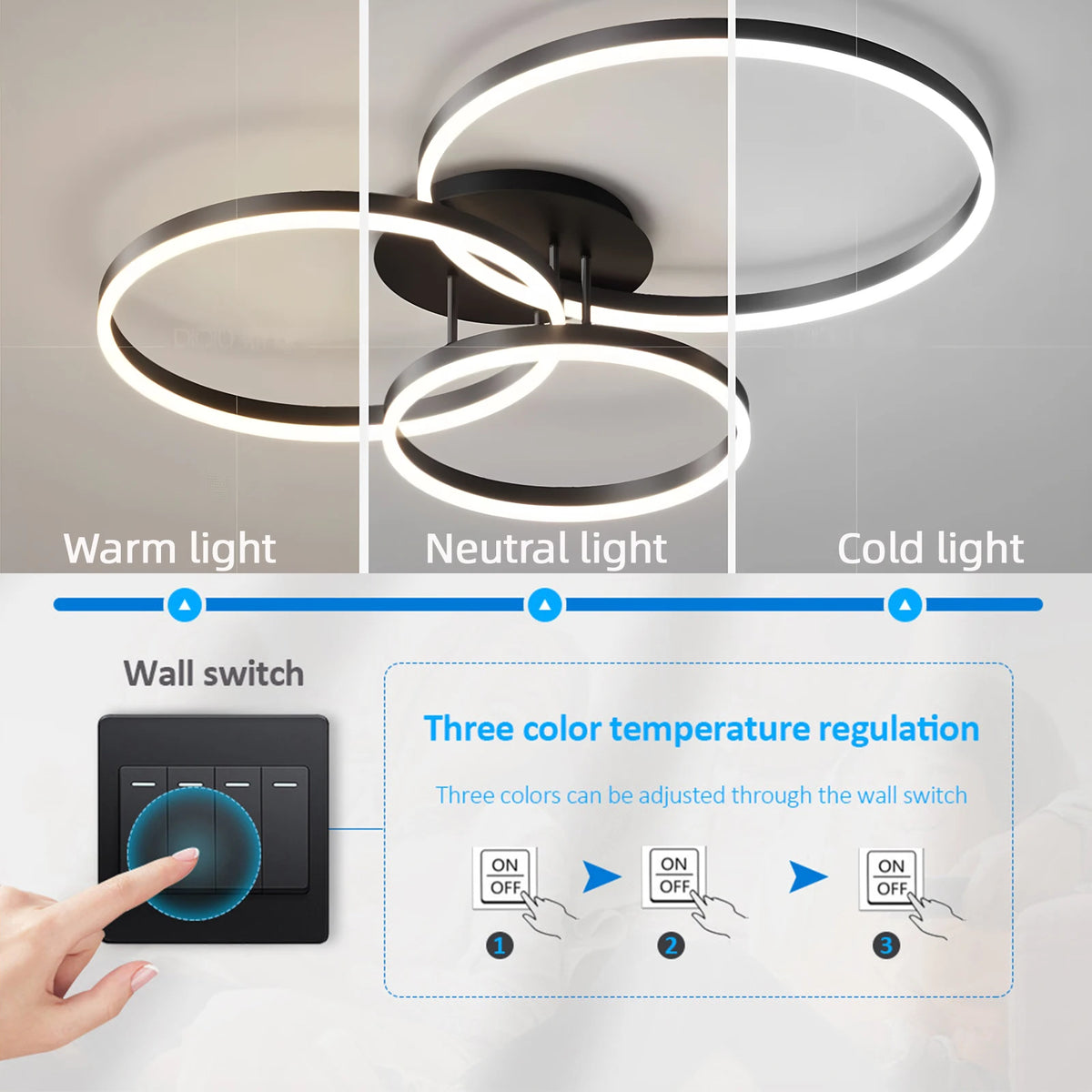 Lampadario a soffitto IRALAN con anello LED e telecomando, luce per soggiorno e tavolo da pranzo, illuminazione in acrilico.