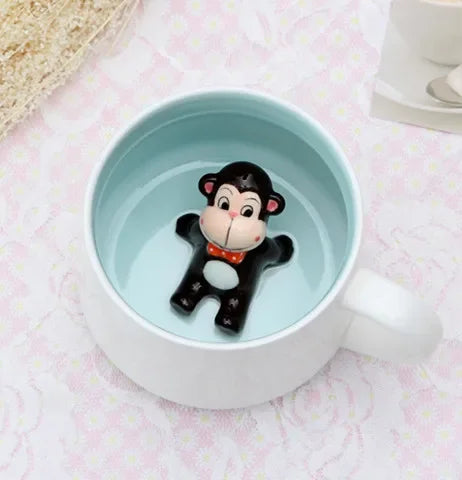 Tazze in ceramica da 400 ml Creativo simpatico cartone animato Stereo Animale Tazze da caffè al latte Coppia tazze di acqua potabile per la casa