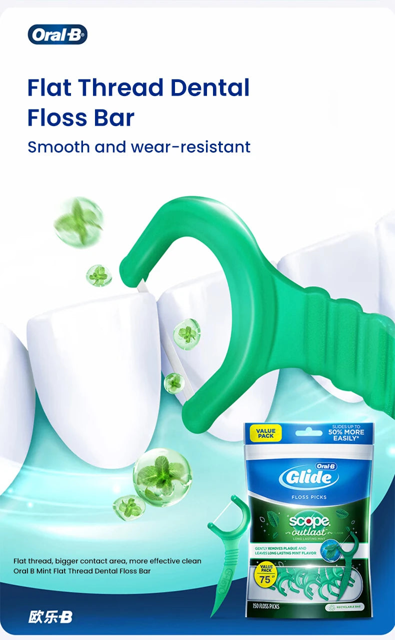 Filo Interdentale a Forma di C Oral-B al Gusto di Menta, Bastoncini Piatti Cerati, Pulitori Interdentali Sottili e Resistenti