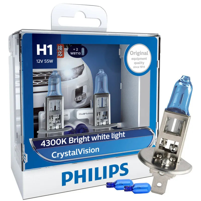 Philips H4 H7 H11 HB3 HB4 H8 H1 H3 9005 Crystal Vision Faro alogeno per auto 4300K Bianco brillante 5000K Diamond Vision Lampade automatiche