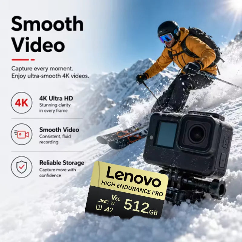 Scheda di memoria Lenovo 64GB 128GB 512GB 1TB Micro SD Classe 10 TF con adattatore SD per smartphone e dash cam