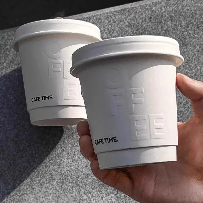 Bicchieri Monouso per Bevande Calde, Tazze per Caffè e Tè al Latte, Bicchieri di Carta Concavi e Convessi con Coperchio, Robusti e Durevoli