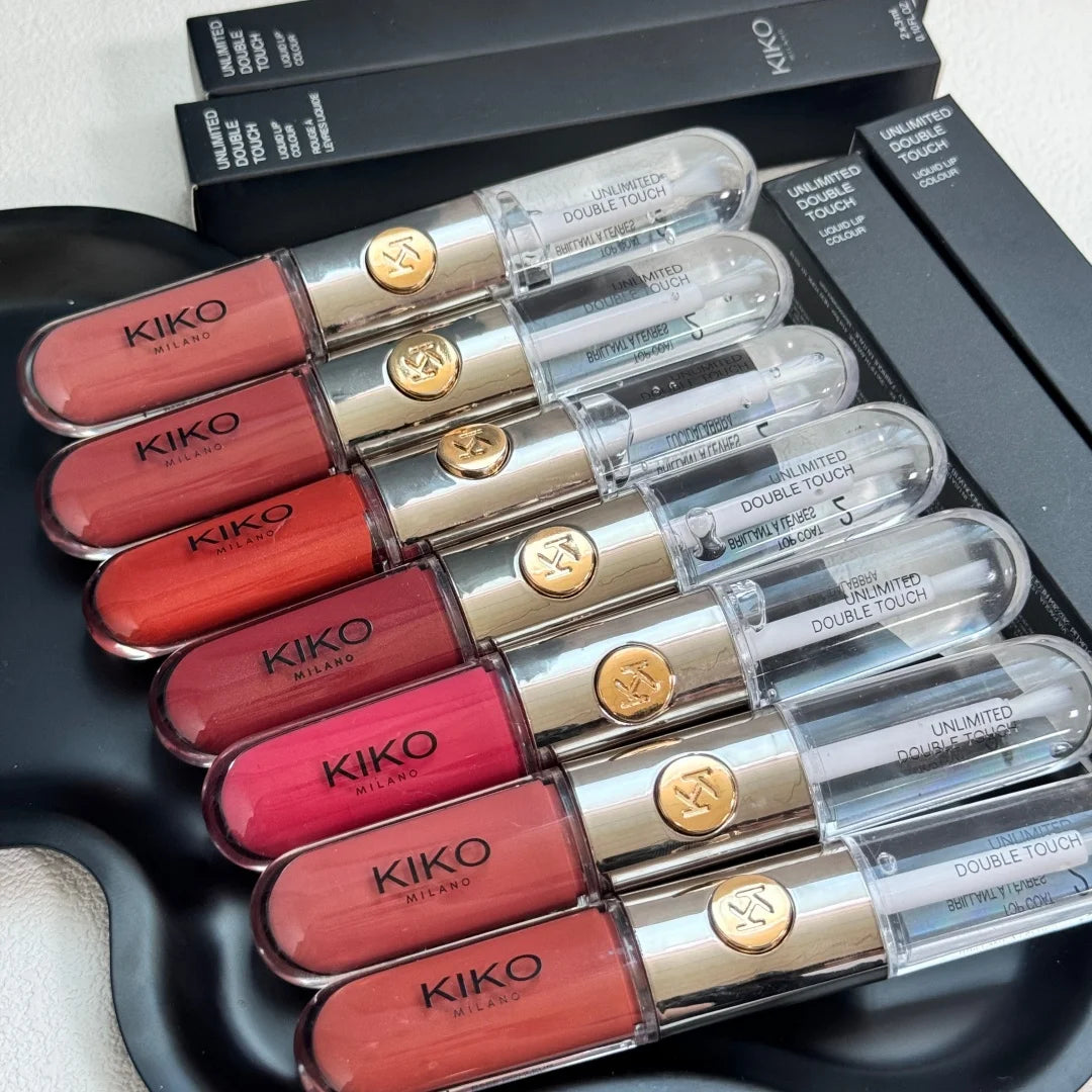KIKO Milano Double Touch Lip Gloss 16 ore Effetto Specchio Non Sbiadisce Non Macchia Lunga Durata Blocco Colore Trucco Labbra Con Confezione