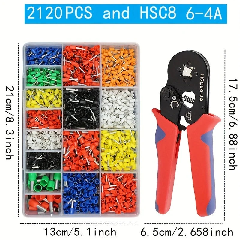 Terminale a Crimpare Tubolare VE, Connettore per Apparecchiature Elettriche, Pinza a Crimpare HSC86-4A