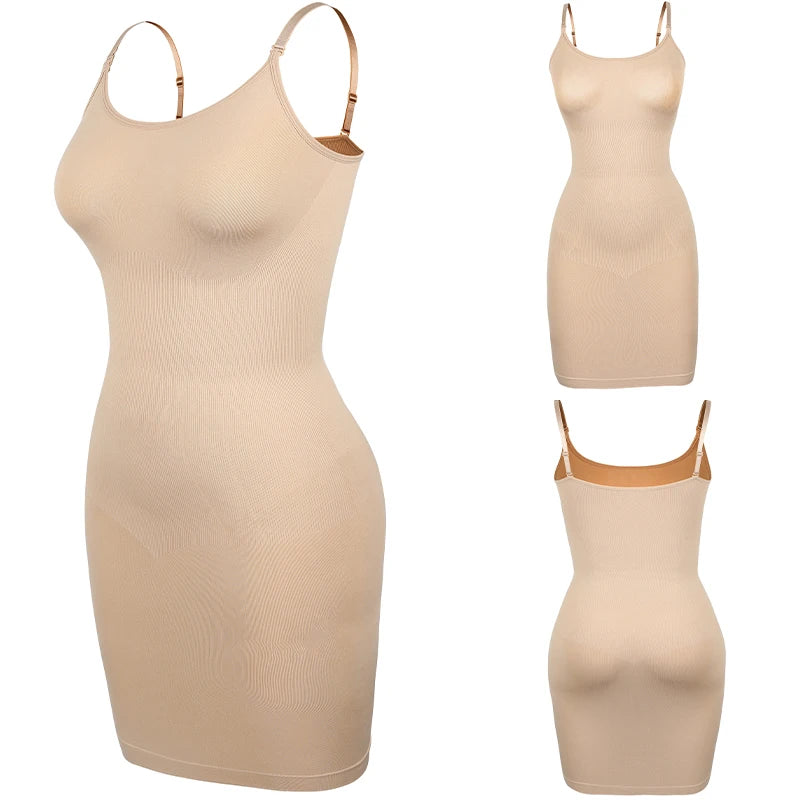 Intimo modellante da donna, slip completo, controllo della pancia, girocollo, mini sotto il vestito, modellante per il corpo liscio, nuova lingerie con spalline sottili