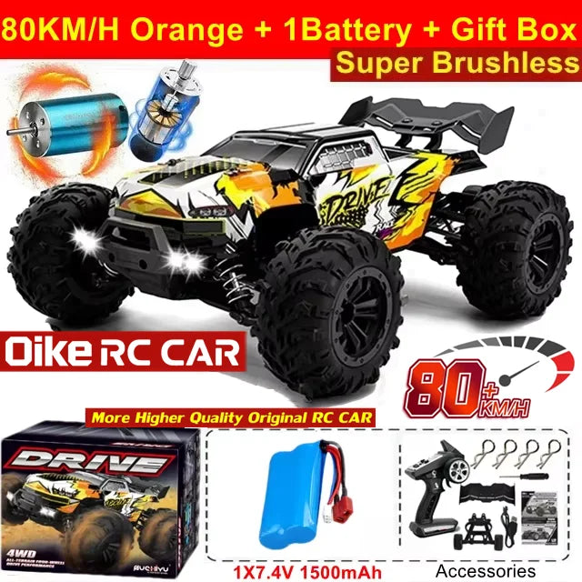 Auto radiocomandata Oike 4WD, fuoristrada 4x4, buggy ad alta velocità, camion super brushless, 50 o 80 km/h, auto da corsa con drift veloce, giocattolo, regalo