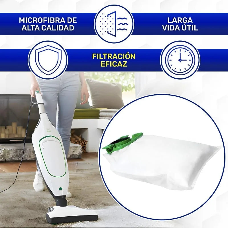 6 sacchetti per la polvere per aspirapolvere Vorwerk Kobold VK200 VK200S VK220S, in microfibra ad alta filtrazione, ricambi e accessori.