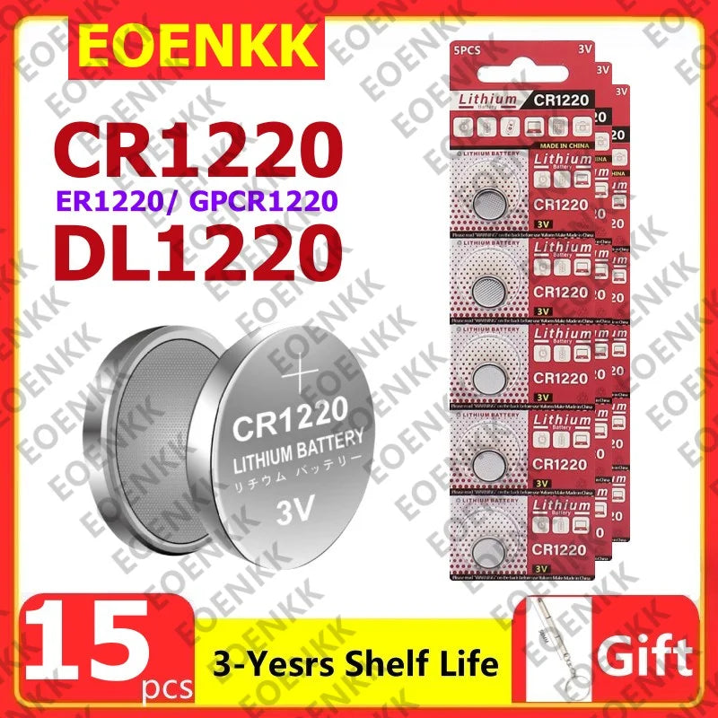 100 Pezzi Nuove Batterie CR1220 ad Alta Capacità, Batterie a Bottone al Litio CR 1220 per Orologi, Dispositivi Sanitari, Calcolatrici, ecc. 3V