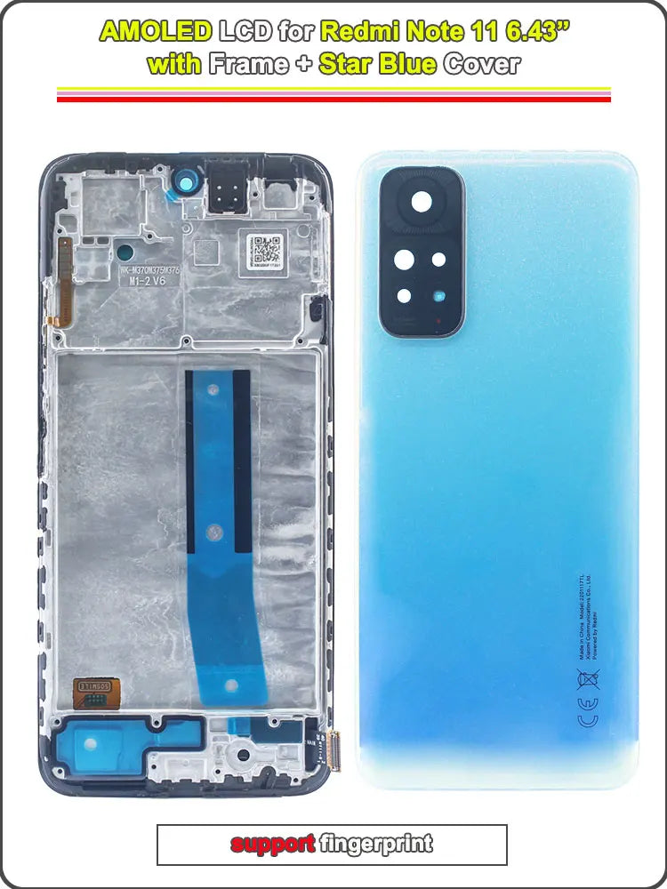 Display LCD da 6,43 pollici per Redmi Note 11 4G, ricambio digitalizzatore touchscreen per 2201117TY 2201117TG, schermo LCD con cornice
