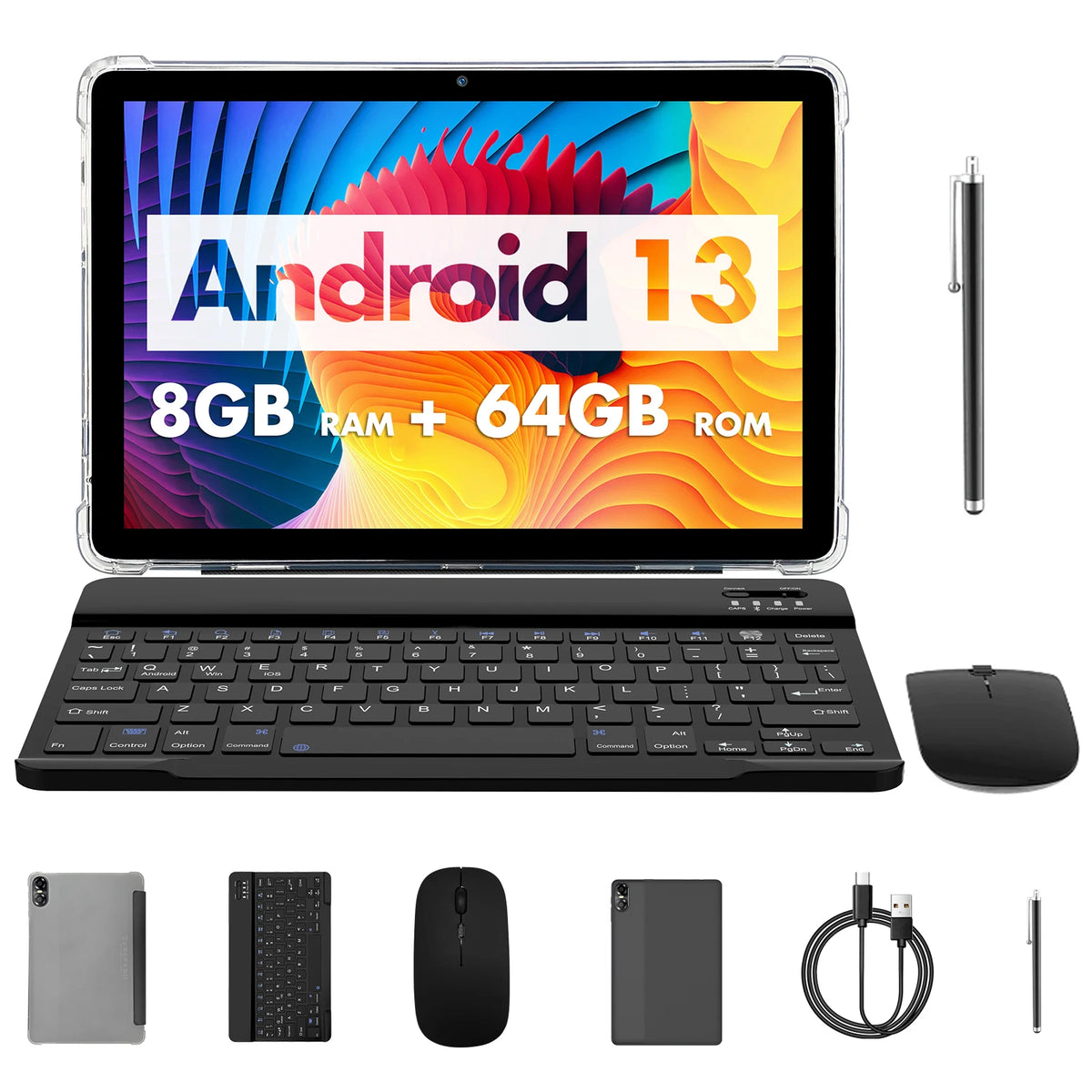 Tablet Android da 10.1" con Processore Octa-core, 16GB (4+12GB Virtuali) di RAM, 64GB di ROM, Schermo Touch HD IPS, Wi-Fi 6, BT 5.0, Doppia Fotocamera