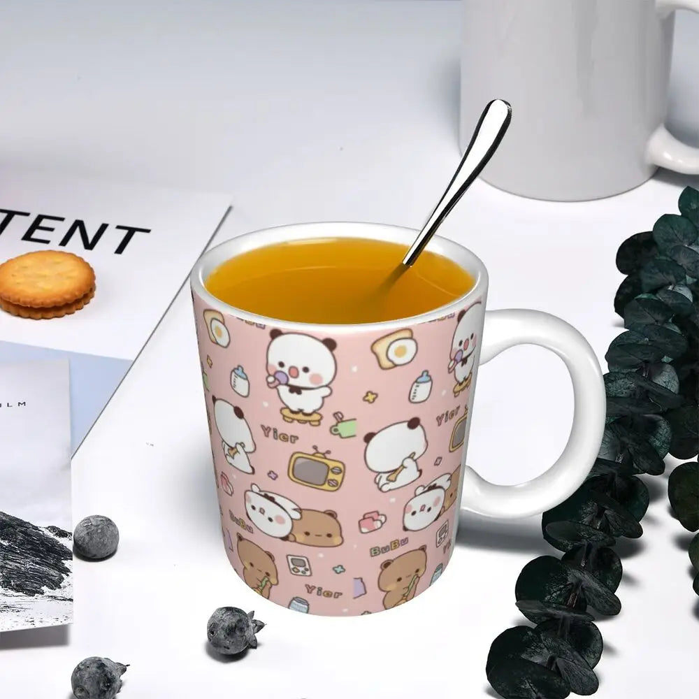 Tazze personalizzate per coppia Bubu Dudu Panda e Brownie Bear Tazza da caffè per tè al latte in ceramica fai-da-te