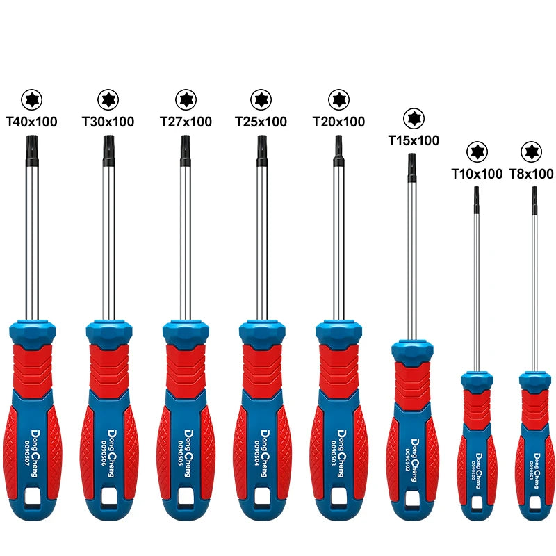 Set di Cacciaviti Torx T8 T10 T15 T20 T25 T27 T30 T40 in Cromo Vanadio con Punta Magnetica Antiruggine, Manico in TPR, Alta Coppia, Utensile a Stella
